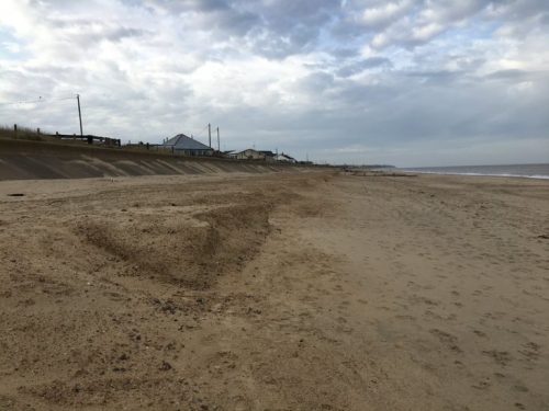 Photograph of beach at Walcott showing newly replenished beach.